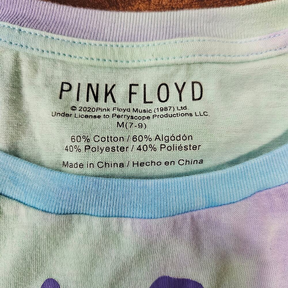 Pink Floyd The Dark Side of the Moon Tie Dye Crop Top Tee - Picture 2 of 5